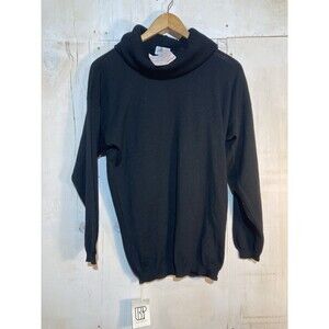 Vintage NWT Neiman Marcus 100% Merino Wool Cowlneck Sweater Dress Black Womens M